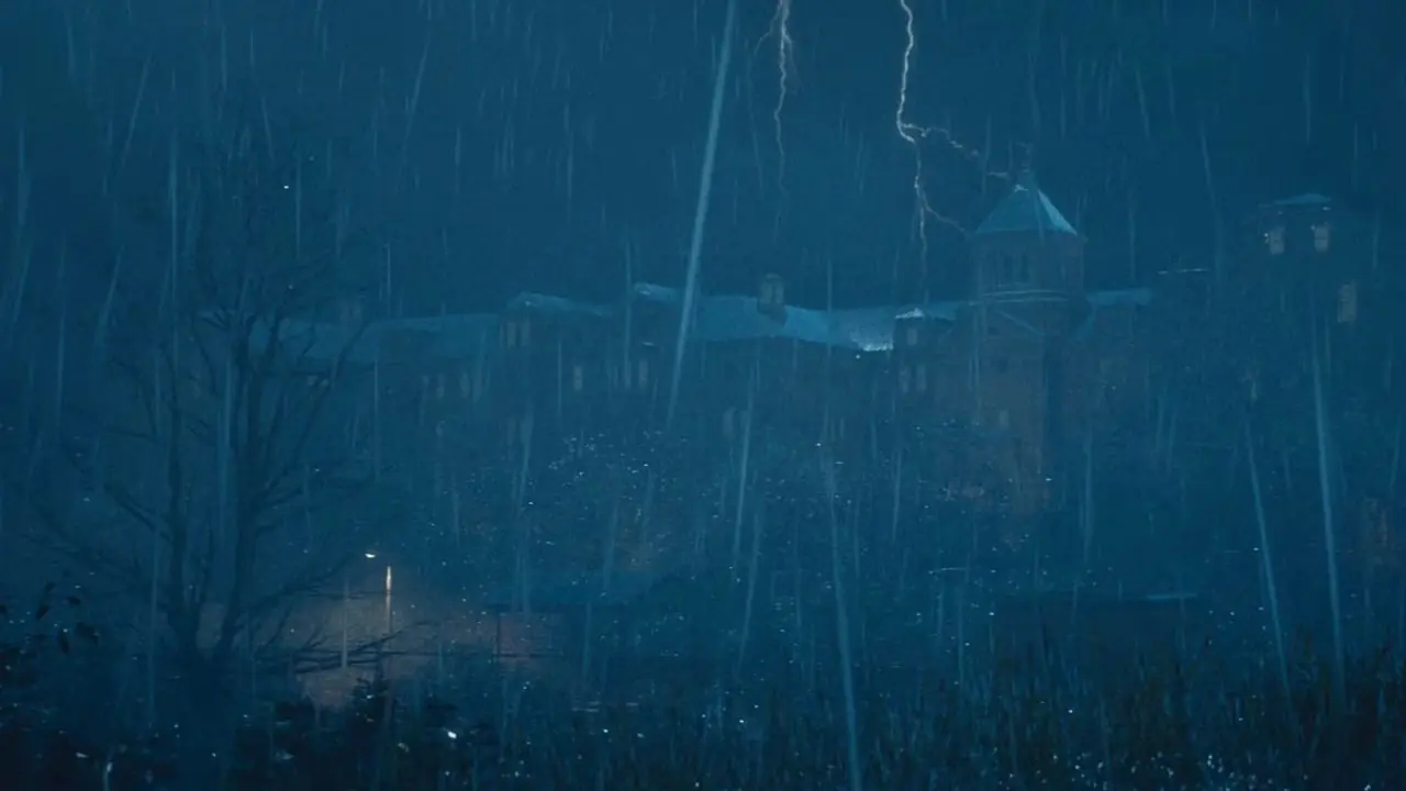sanatorium d'halloween sous un orage