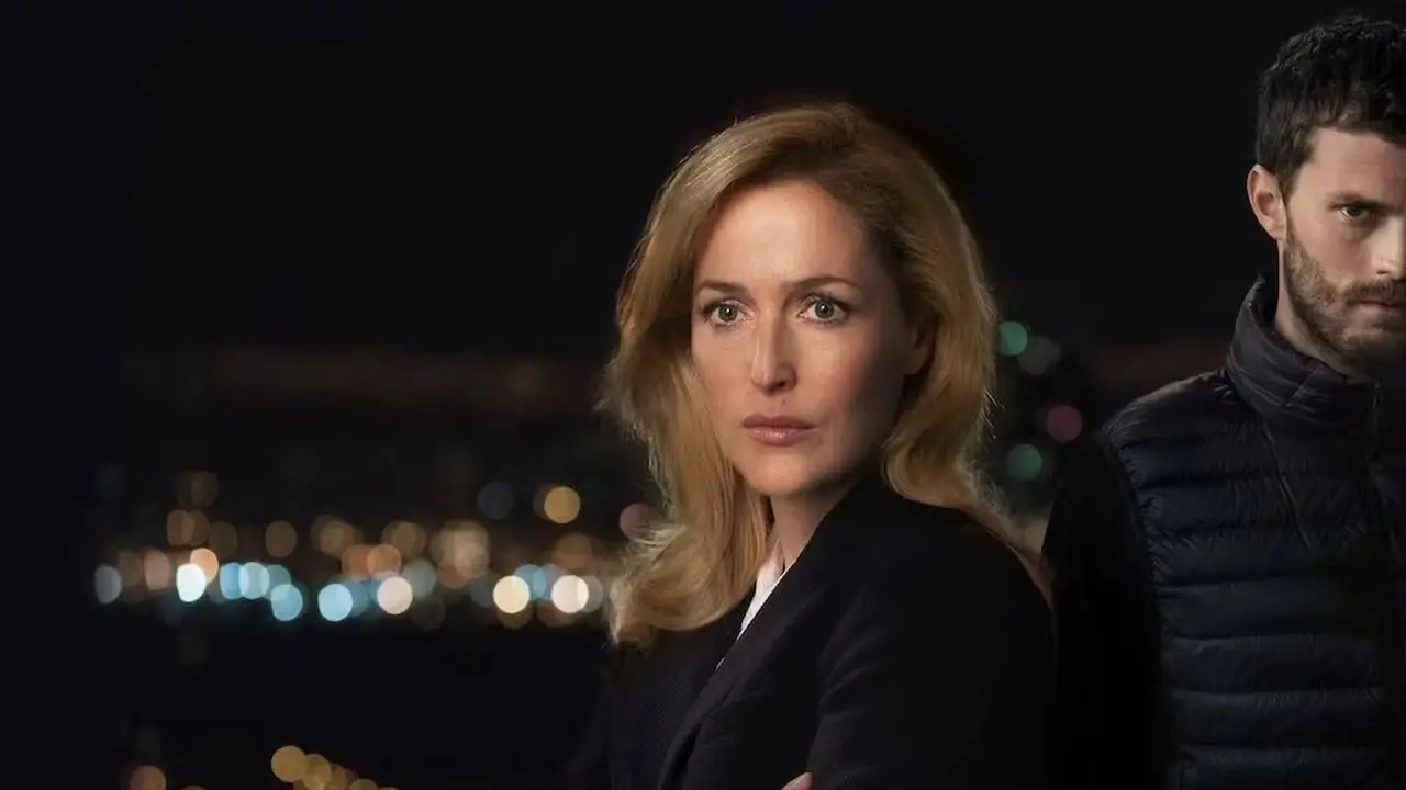 Gillian Anderson og Jamie Dornan i The Fall-plakat