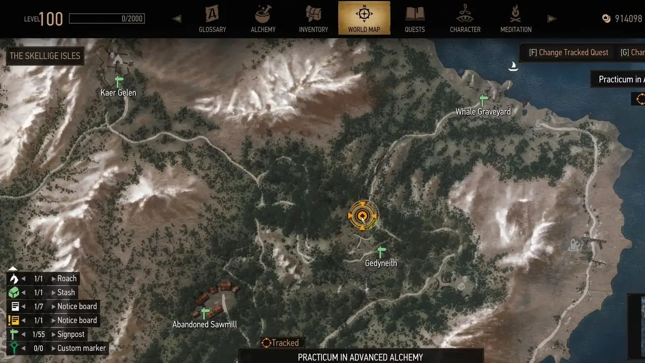 Práctica en tutorial de alquimia avanzada en The Witcher 3 (1)