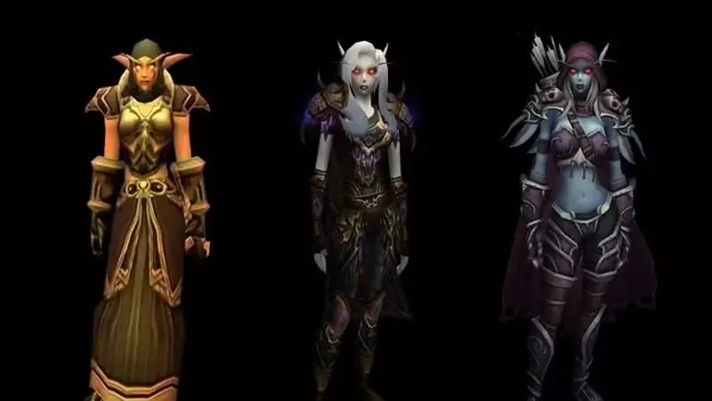varias iteraciones del modelo de sylvanas windrunner en wow