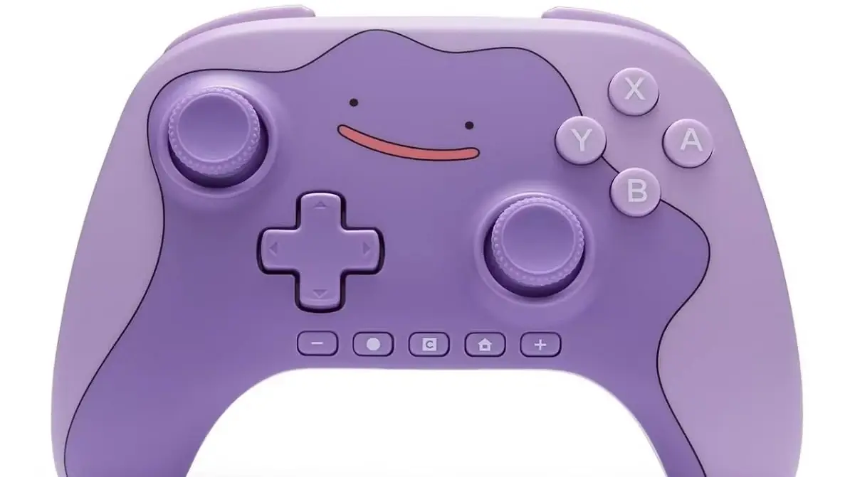Controlador Nintendo Switch 2 Pro sobre un fondo de Pokopia