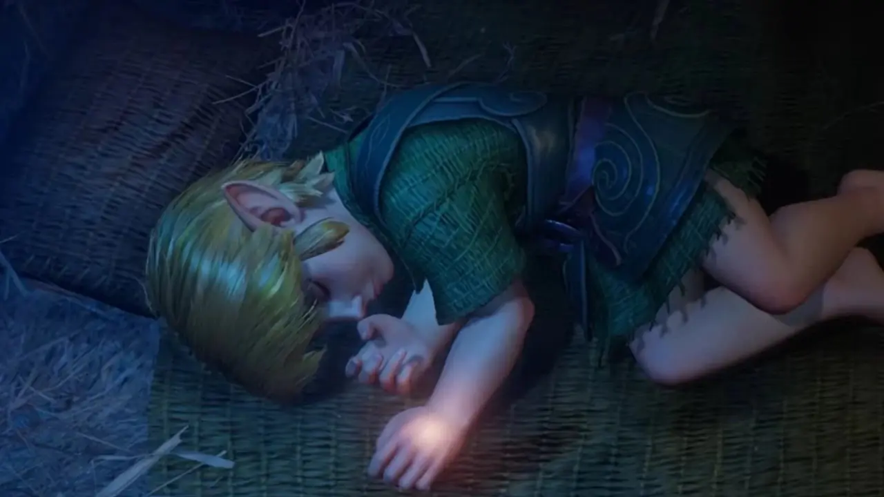年轻的林克在 Switch 2 时之笛重制版中睡觉