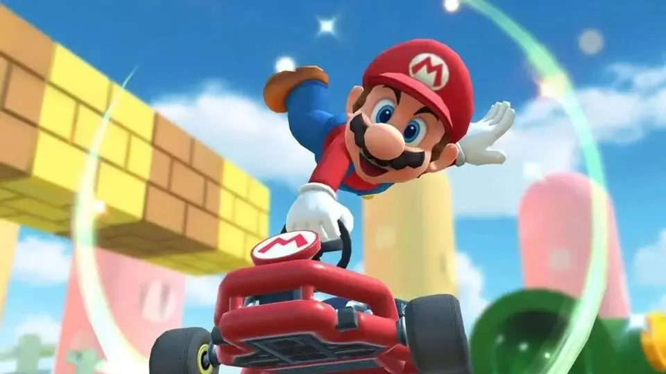 mario triste con la puesta de sol de fondo