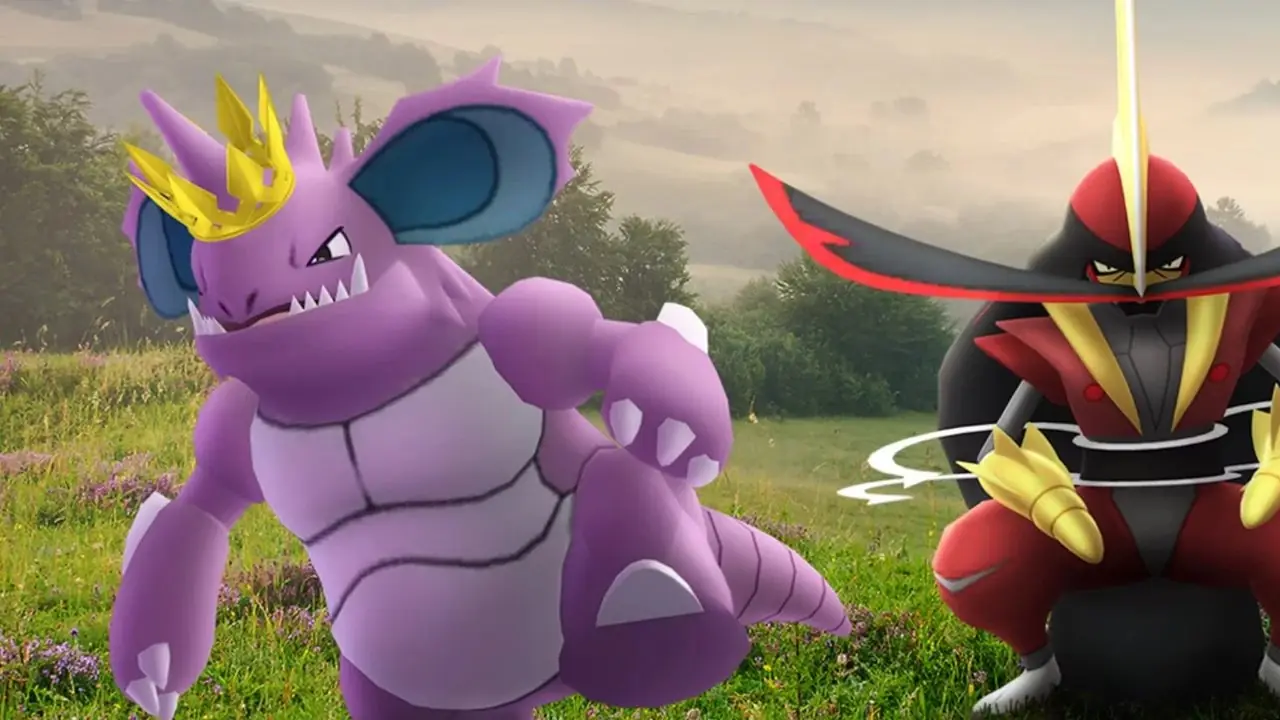 Offizielles Werbebild für den November-Pokemon-Go-Pass mit Groudon und einem Bild von Pokecoin