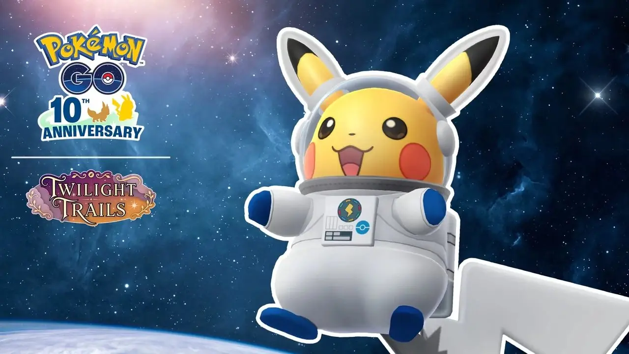 Pikachu disfrazado de Pokémon GO con Espeon disfrazado