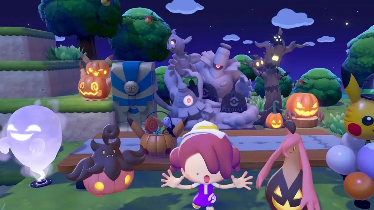Pokemon Pokopia Ditto med Pumpkaboo och Halloween Pokemon Center