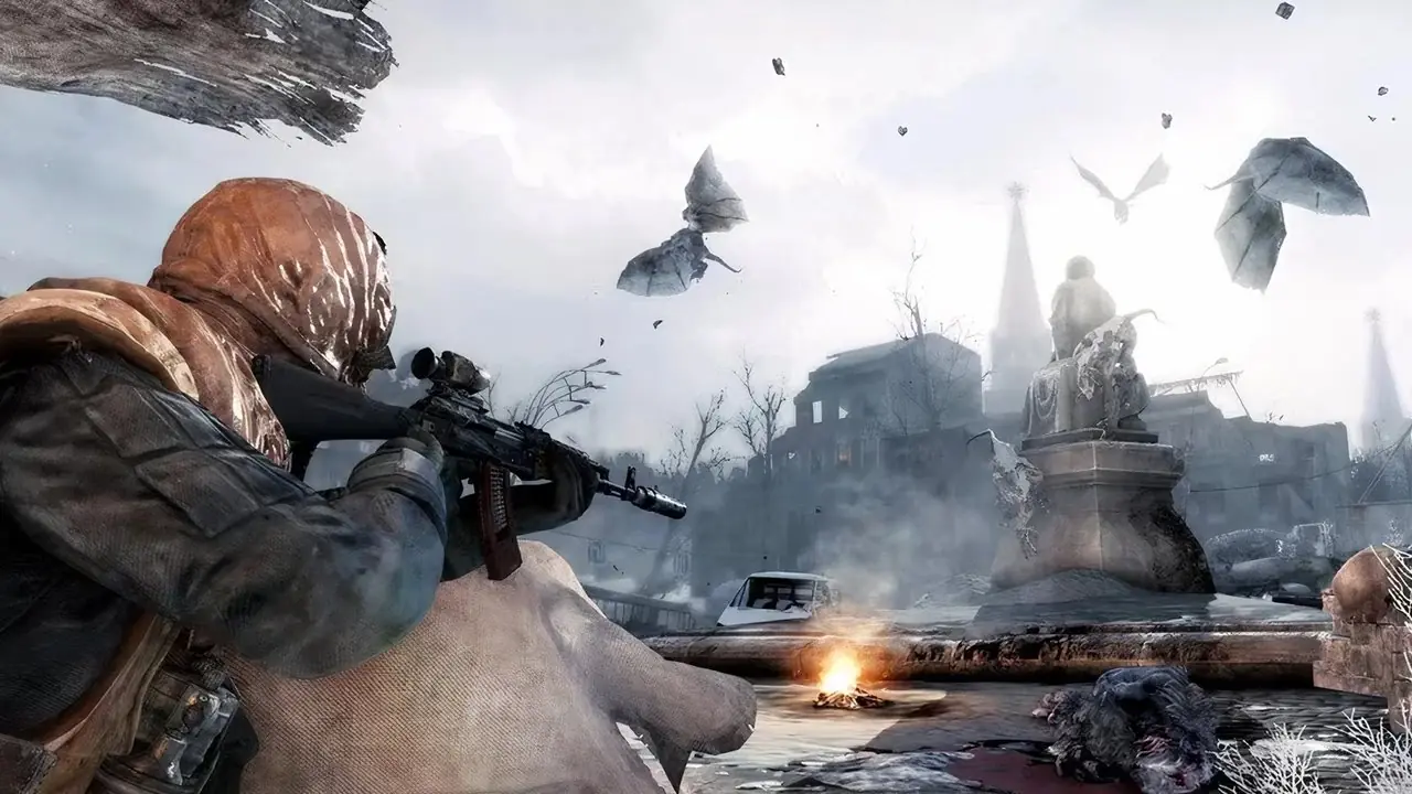 मेट्रो रेडक्स में दो सैनिक इलाके में गश्त कर रहे हैं।