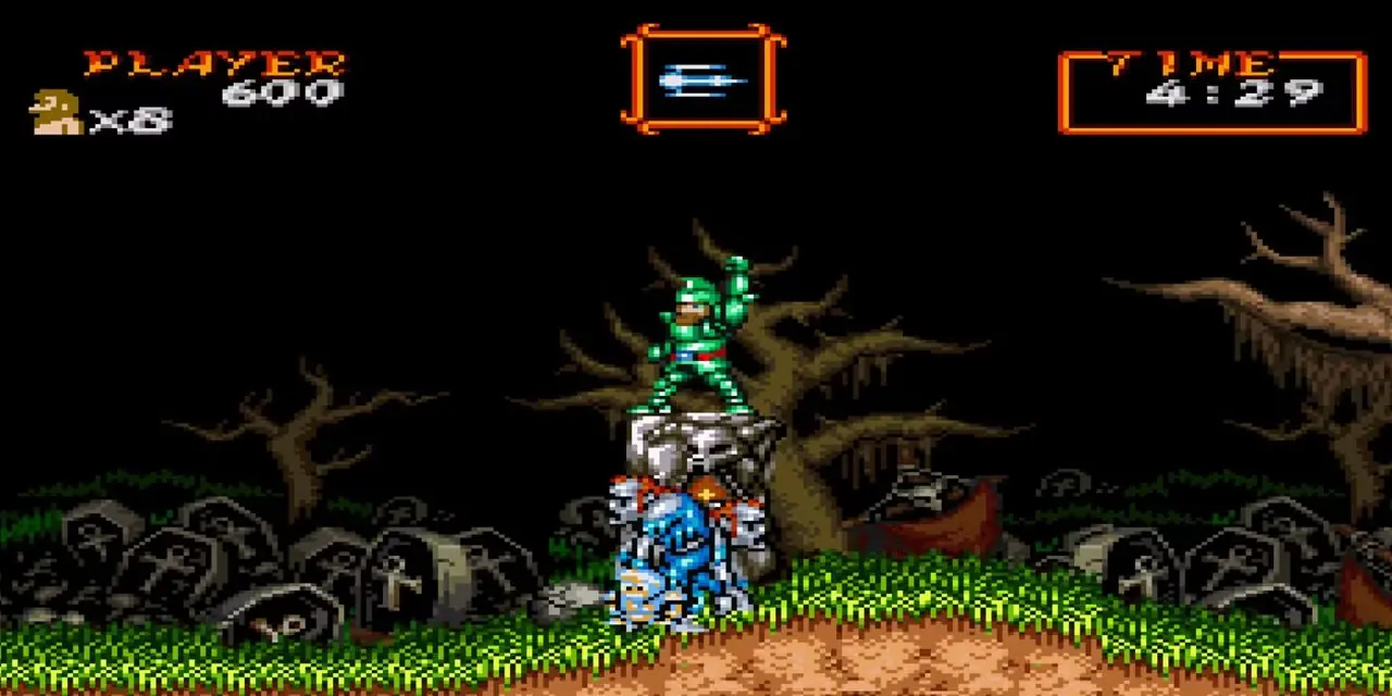 Combattere i nemici in Super Ghouls 'n Ghosts