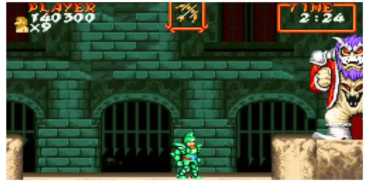 으스스한 숲에서 펼쳐지는 Super Ghouls 'N Ghosts 게임플레이