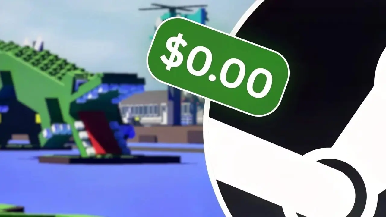 شعار Steam مع شارة 0.00 دولار وصورة غير واضحة لـ jaywalk: قادوس أركيد لا نهاية له مرئي في الخلفية.