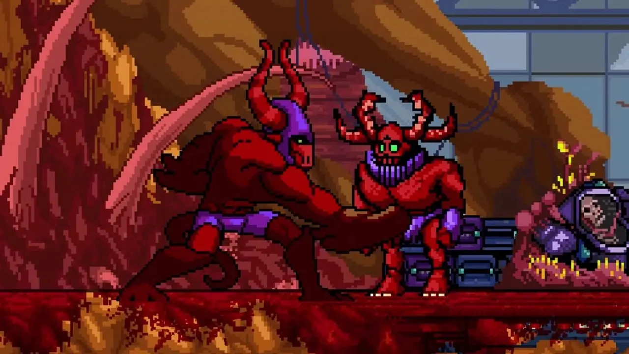 Two Sides of Hell-skjermbilde med Contra, Doom og Steam-overlegg