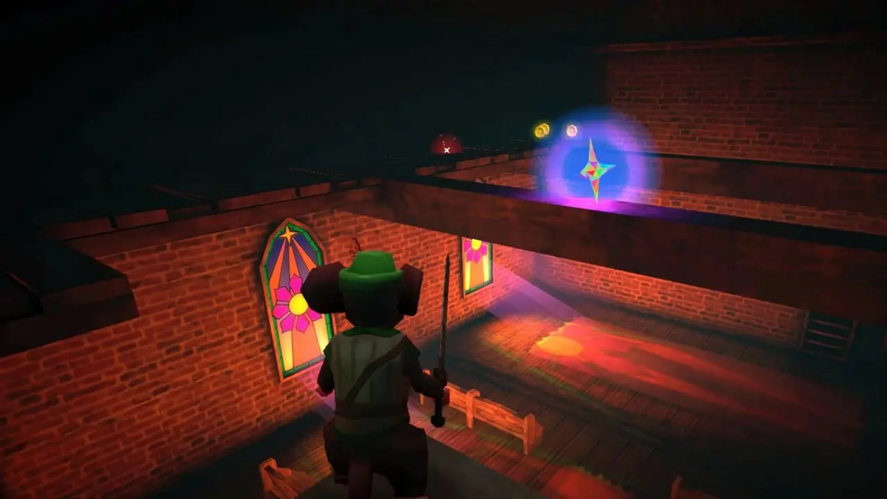 Protagonista empuñando un martillo gigante a dos manos en Mouseward