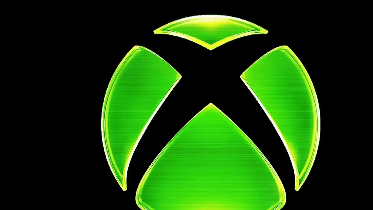 شعار Xbox باللون الأبيض مع توهج متدرج باللونين الأحمر والأخضر على خلفية رمادية.