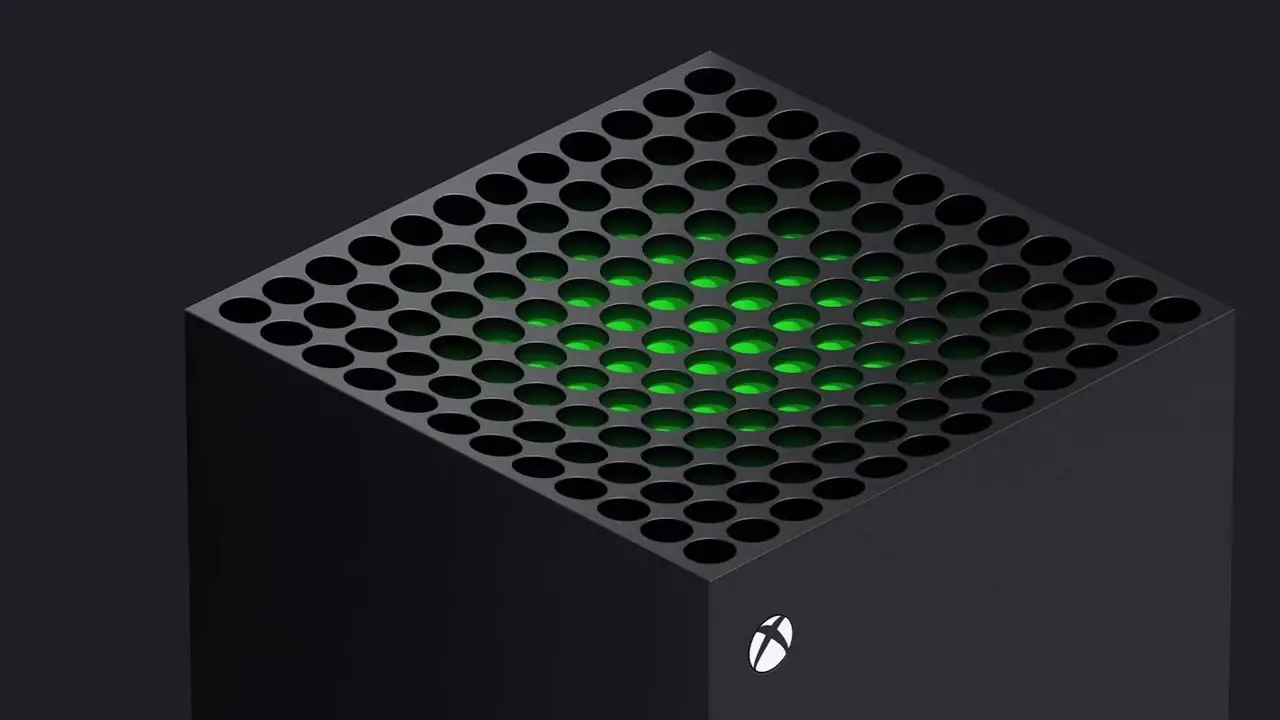 Een wit Xbox Series X/S-logo op een donkergroene achtergrond, boven een